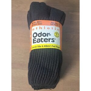 Vintage Odor Eaters 90s NOS 3 Pairs Men's Crew Black Socks USA